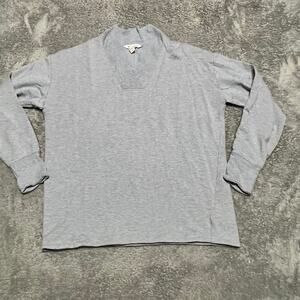 Athleta Sweatshirt Womens Large Blue Clarity V-Neck Pullover Fleece Sweater